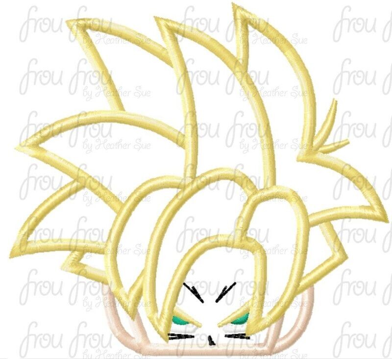 Gohand Dragon Anime Peeker Machine Applique and Filled Embroidery Design, Multiple Sizes, including 2.5"-16"