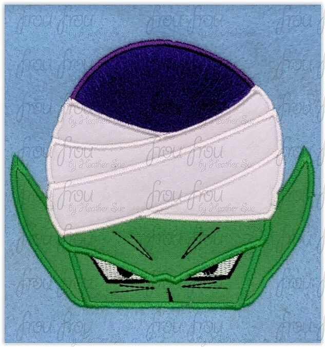 Picklo Dragon Anime Peeker Machine Applique and Filled Embroidery Design, Multiple Sizes, including 2.5"-16"