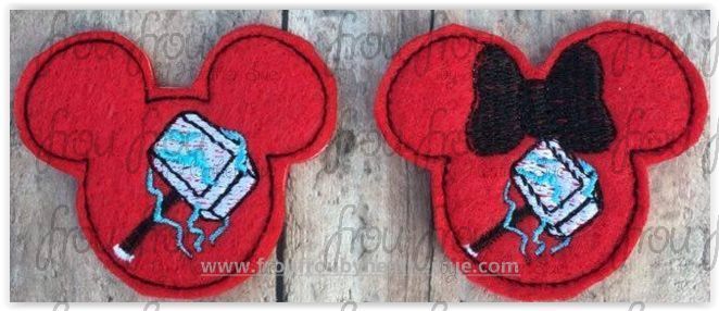 Clippie Thorn Superhero  Mister and Miss Mouse Head TWO Design SET Machine Embroidery In The Hoop Project 1.5, 2, 3, and 4 inch