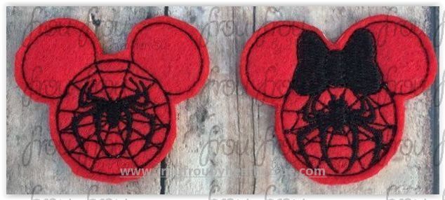 Clippies Spider Superhero Mister and Miss Mouse Head TWO Design SET Machine Embroidery In The Hoop Project 1.5, 2, 3, and 4 inch