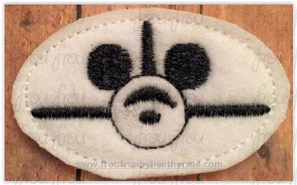 Clippies Airplane Mister Mouse Head Machine Embroidery In The Hoop Project 1.5, 2, 3, and 4 inch