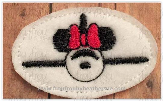Clippies Airplane Mouse Head Machine Embroidery In The Hoop Project 1.5, 2, 3, and 4 inch