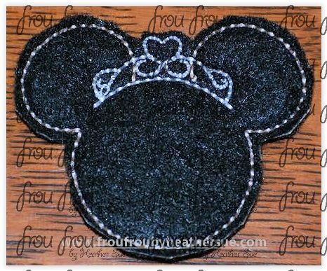 Clippie Princess Heart Crown Miss Mouse Head Machine Embroidery In The Hoop Project 1.5, 2, 3, and 4 inch