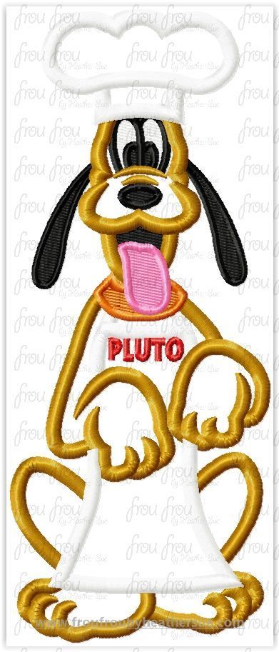 Chef Plulo Restaurant Full Body Machine Applique Embroidery Design, multiple sizes including 4&quot;-16&quot;