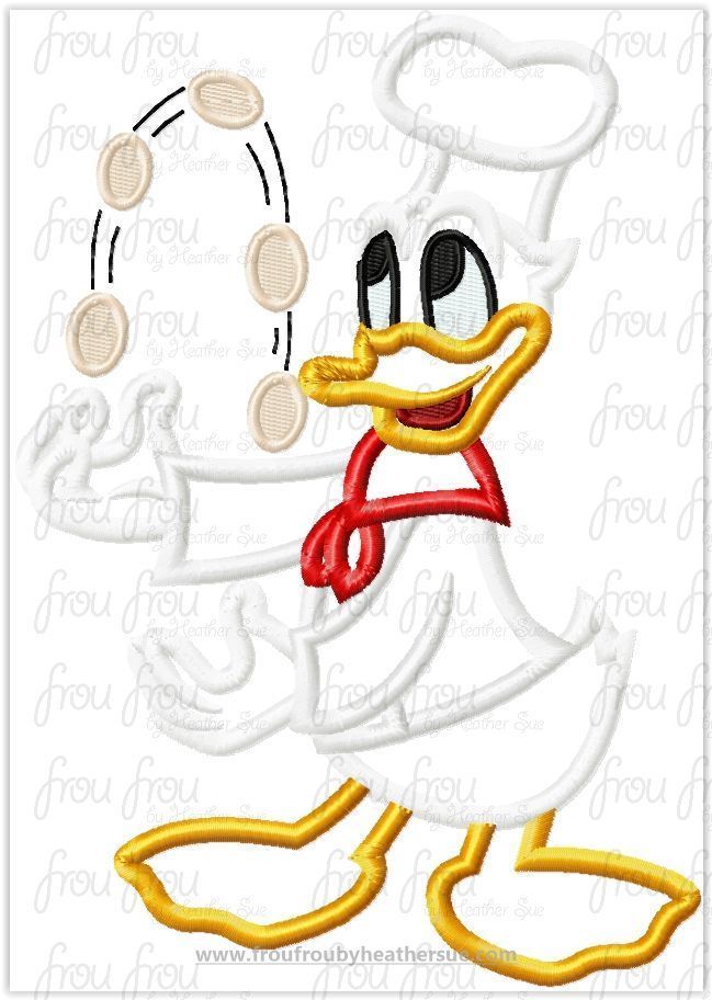 Chef Don Duck Restaurant Full Body Machine Applique Embroidery Design, multiple sizes including 4&quot;-16&quot;