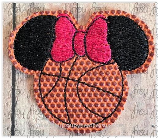 Clippie Basketball Mister Mouse Head Machine Embroidery In The Hoop Project 1.5, 2, 3, and 4 inch