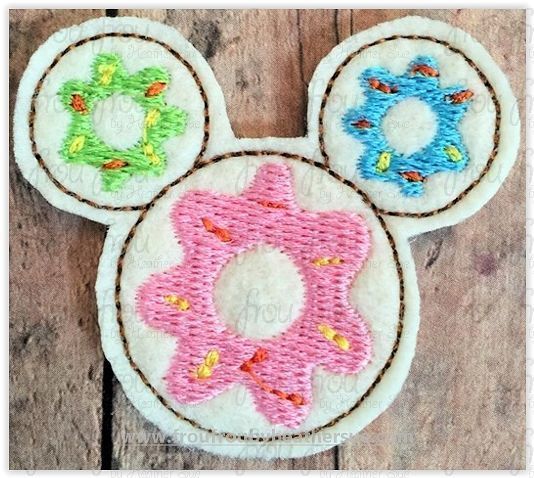 Clippie Doughnut Mister Mouse Head Machine Embroidery In The Hoop Project 1.5, 2, 3, and 4 inch