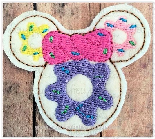 Clippie Doughnut Miss Mouse Head Machine Embroidery In The Hoop Project 1.5, 2, 3, and 4 inch
