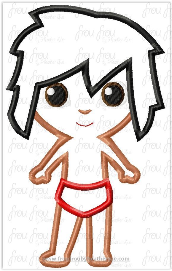 Mowgli Jungle Boy Cutie Little Prince Machine Applique Embroidery Design, Multiple Sizes 4