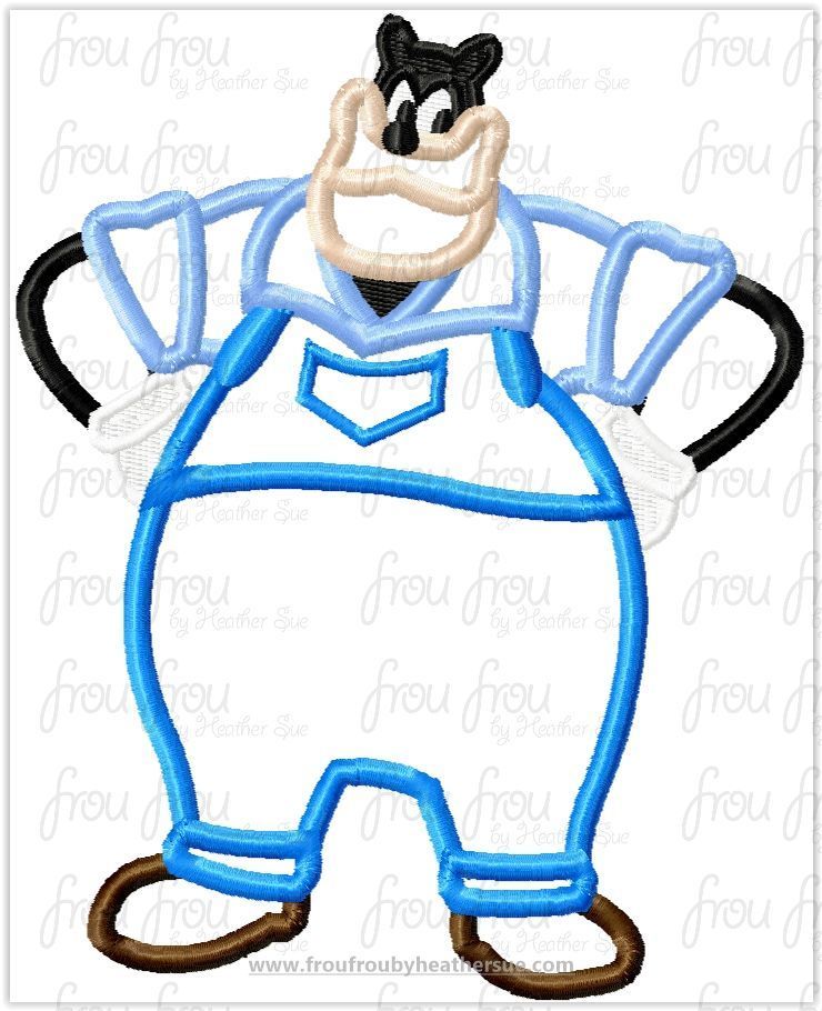 Peter Cat Dog Full Body Machine Applique Embroidery Design, Multiple Sizes 4&quot;-16&quot;