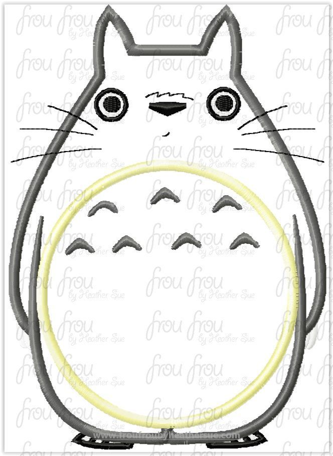 Totoroll Neighbor Machine Applique Embroidery Design, Multiple sizes including 4&quot;-16&quot;