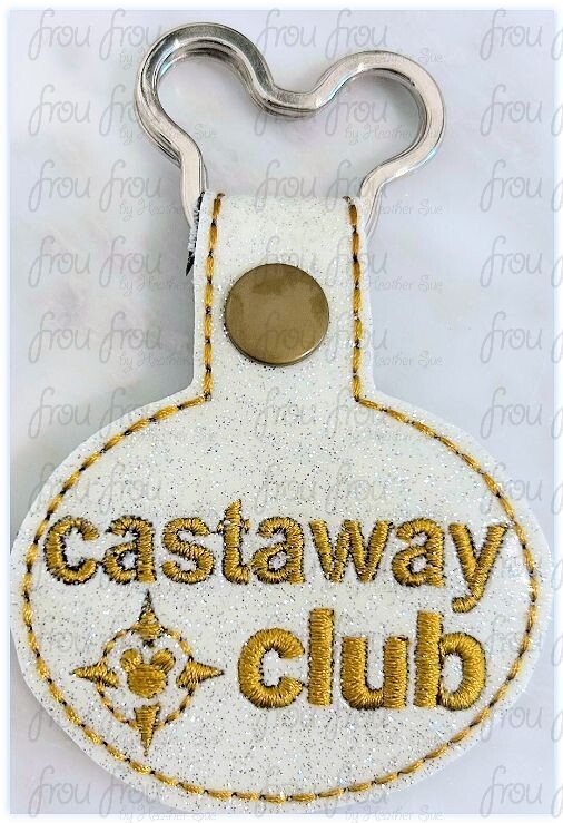 NEW Castmember Club Dis Cruise Ship Key Fob, Two versions each, short and long tab, velcro or snaps, THREE SIZES in the hoop Machine Applique Embroidery Design- 4
