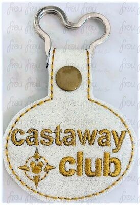 NEW Castmember Club Dis Cruise Ship Key Fob, Two versions each, short and long tab, velcro or snaps, THREE SIZES in the hoop Machine Applique Embroidery Design- 4", 7", and 10"