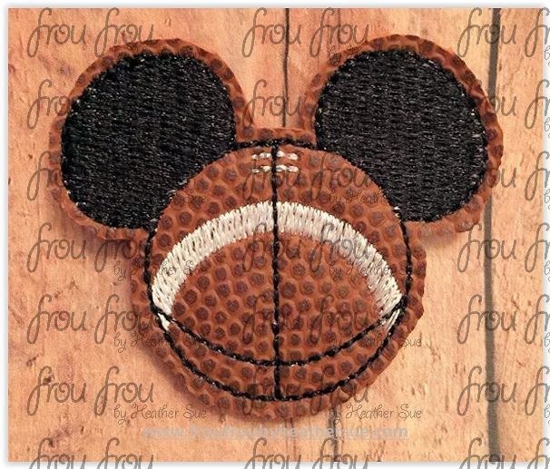 Clippie Football Mister Mouse Head Machine Embroidery In The Hoop Project 1.5, 2, 3, and 4 inch