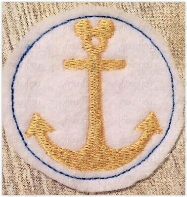 Anchor Mister Mouse Head Clippie Dis Cruise Line Machine Embroidery In The Hoop Project 1.5