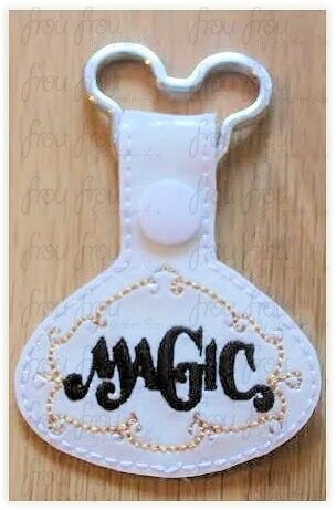 Magic Dis Cruise Ship Name Key Fob, Two versions each, short and long tab, velcro or snaps, THREE SIZES in the hoop Machine Applique Embroidery Design- 4&quot;, 7&quot;, and 10&quot;