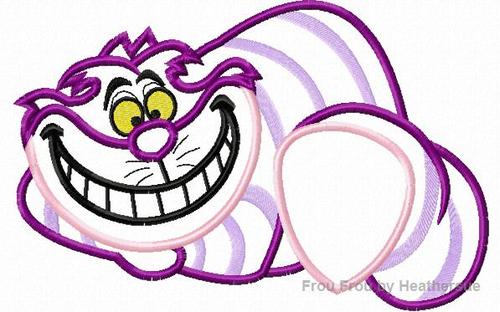 Grinning Cat Full Body Alyce Wonderland Machine Applique Embroidery Design, multiple sizes, including 4 inch