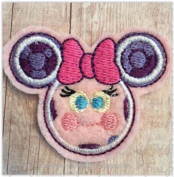 Clippie Toodie Miss Mouse Head Machine Embroidery In The Hoop Project 1.5, 2, 3 and 4 inch