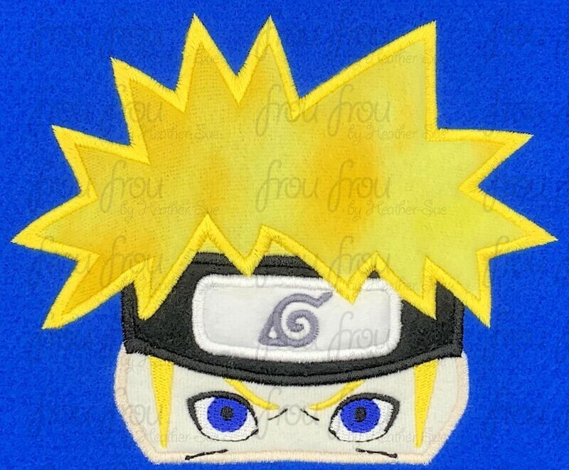 Norooto Anime Peeker Machine Applique and Filled Embroidery Design, Multiple Sizes, including 2.5"-16"