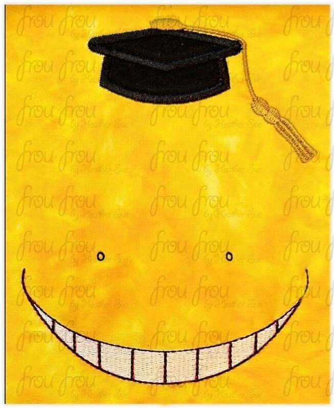 Korow Sensei Anime Face Only Machine Applique and Filled Embroidery Design, Multiple Sizes, including 2.5