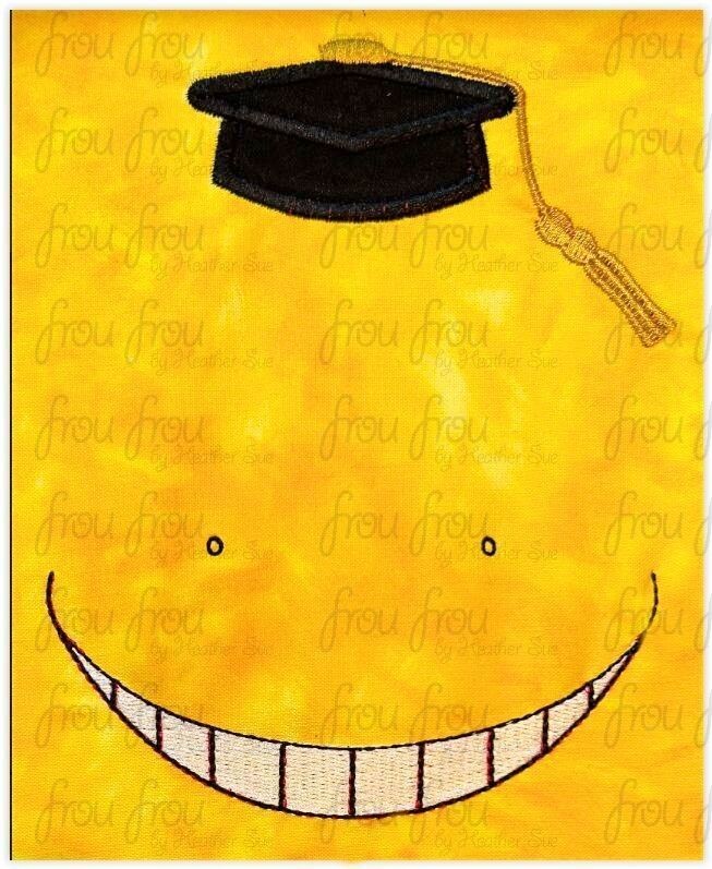 Korow Sensei Anime Face Only Machine Applique and Filled Embroidery Design, Multiple Sizes, including 2.5"-16"