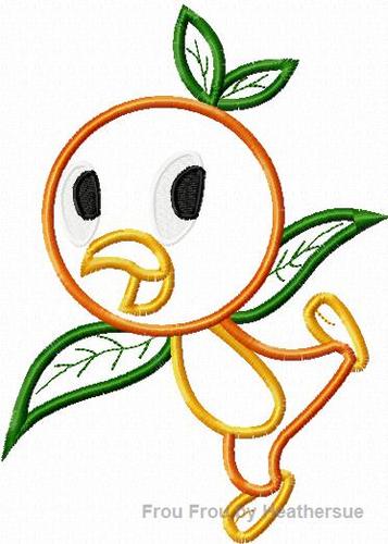 Orange Bird Vintage Machine Applique Embroidery Design, Multiple sizes including 4 inch