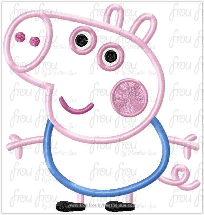 Pig Georgie Machine Applique Embroidery Design Multiple Sizes, 3&quot;-16&quot;