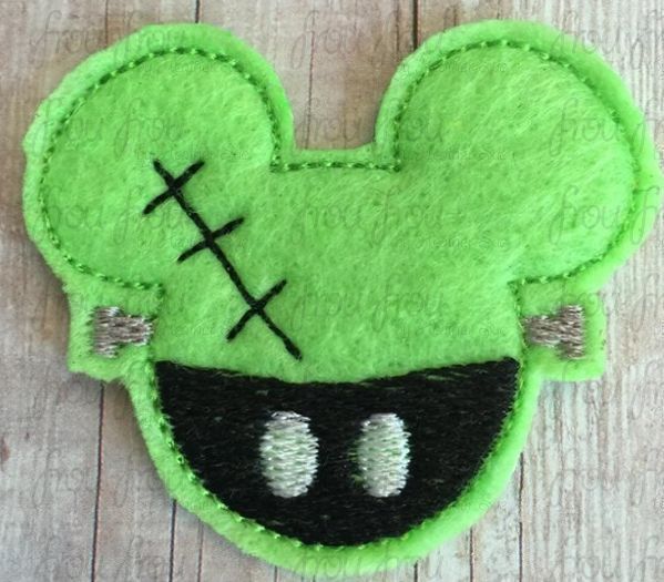 Clippie Frankmouse Mister Mouse Head Halloween Machine Embroidery In The Hoop Project 1.5, 2, 3, and 4 inch
