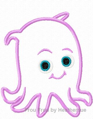 Pear Octopus Squid Neemo Machine Applique Embroidery Design, Multiple Sizes, including 4 inch
