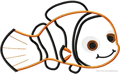 Neemo Clown Fish Machine Applique Embroidery Design, Multiple Sizes 4&quot;-16&quot;