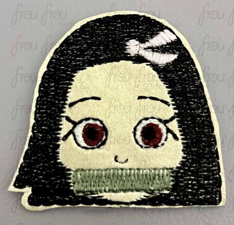 Nezooko Slayer Head Clippie Machine Embroidery In The Hoop Project 1.5&quot;-4&quot; and SORTED into multiples