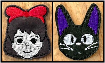 Jigee Cat and Keekee Delivery Head Clippies TWO Design Set Machine Embroidery In The Hoop Project 1.5
