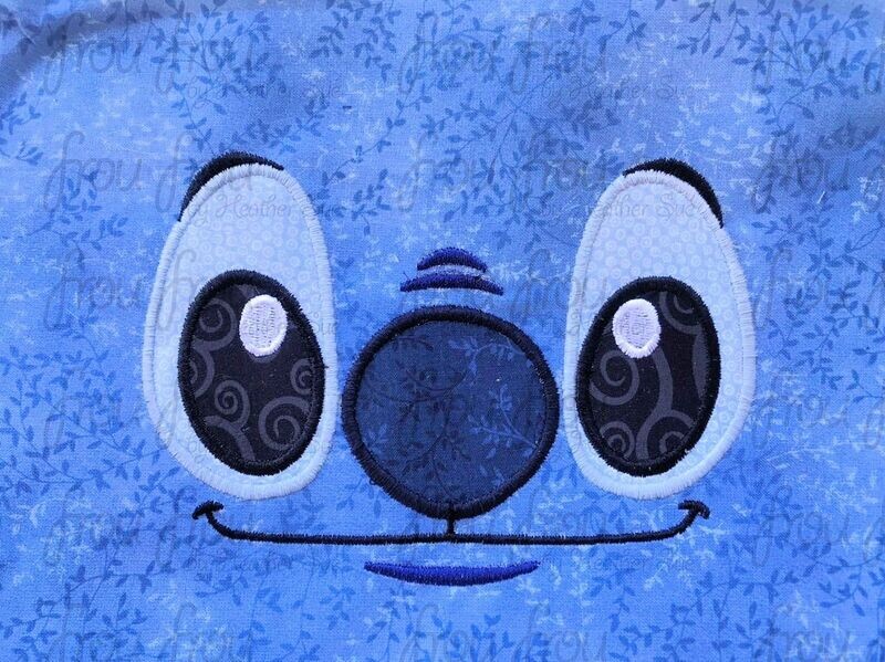 Lila's Alien Face Only Mouth Closed Applique and filled Embroidery Design, Multiple Sizes, including 2-16 inch
