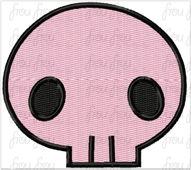 Kure Omi Rabbit Skull Machine Applique and Filled Embroidery Design, Multiple Sizes, including 1"-16"