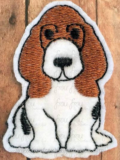 Clippie Basset Hound Dog Full Body Machine Embroidery In The Hoop Project 1.5, 2, 3, and 4 inch