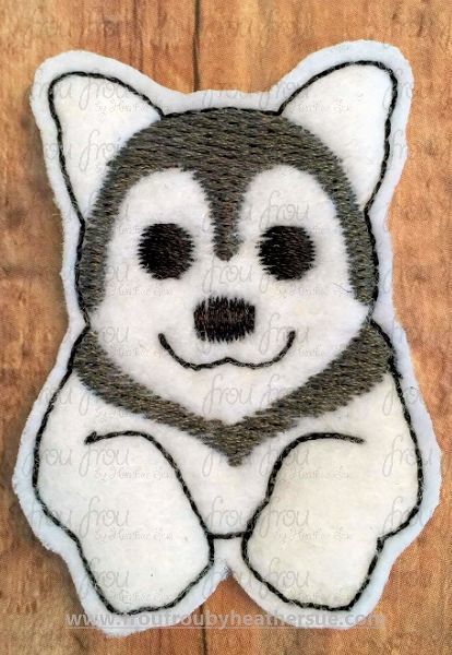 Clippie Dog Siberian Husky Alaskan Malamute Full Body Machine Embroidery In The Hoop Project 1.5, 2, 3, and 4 inch