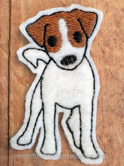 Clippie Jack Russell Terrier Dog Full Body Machine Embroidery In The Hoop Project 1.5, 2, 3, and 4 inch