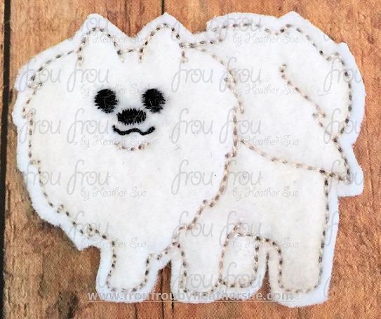 Clippie Pomeranian Dog Full Body Machine Embroidery In The Hoop Project 1.5, 2, 3, and 4 inch