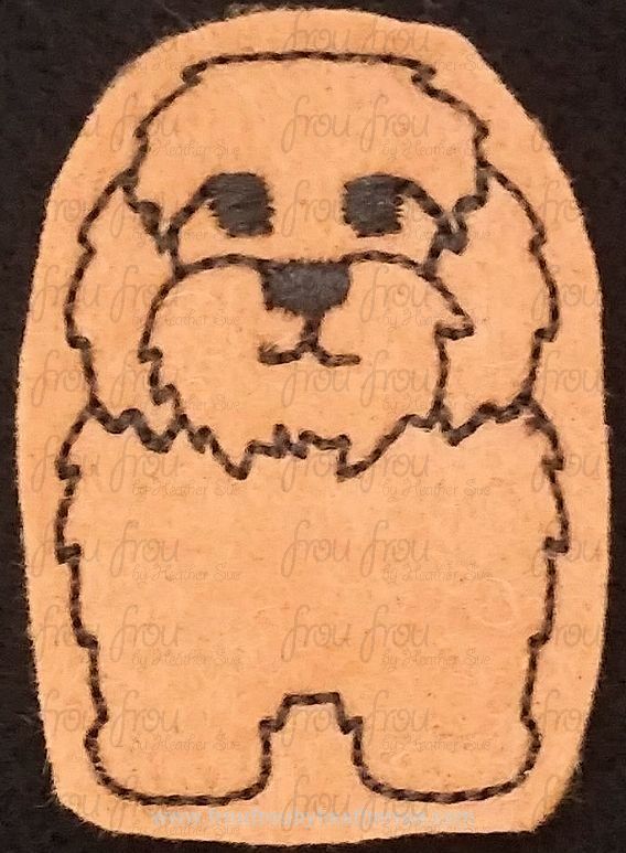 Clippie Poodle Mix Dog Mutt Designer Full Body Machine Embroidery In The Hoop Project 1.5, 2, 3, and 4 inch