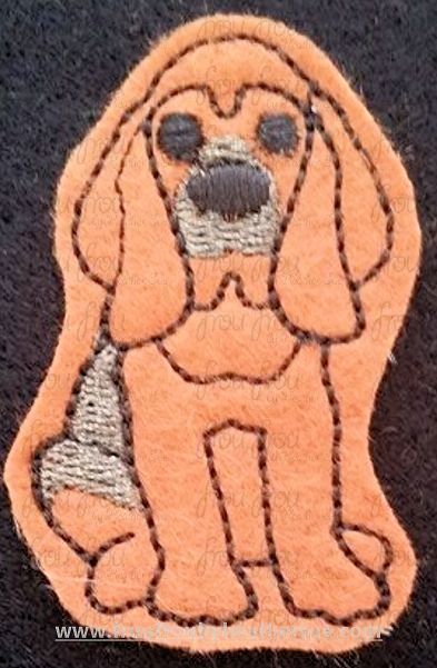 Clippie Bloodhound Dog Full Body Machine Embroidery In The Hoop Project 1.5, 2, 3, and 4 inch