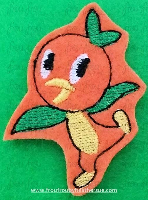 Clippie Orange Bird Machine Embroidery In The Hoop Project 1.5, 2, 3, and 4 inch