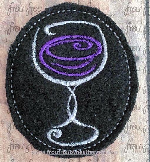 Clippie Wine Glass Machine Embroidery In The Hoop Project 1.5, 2, 3, and 4 inch