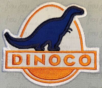 Dino Gas Station Logo Machine Applique and Filled Embroidery Design 1.5"-16"