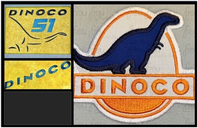 Dino Gas Station THREE Design SET Machine Applique, Filled, and Line only Embroidery Designs some in 1.5"-16"