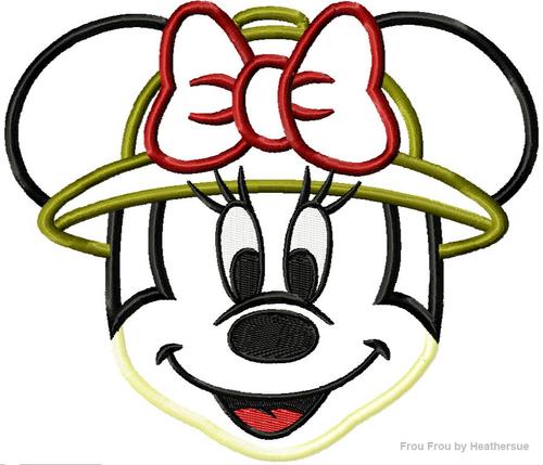 Miss Mouse Safari Hat Face Machine Applique Embroidery Design, Multiple Sizes- including 4 INCH