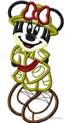 Miss Mouse Safari Full Body Machine Applique Embroidery Design, Multiple Sizes- including 4 INCH
