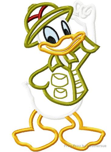 Don Duck Safari Full Body Machine Applique Embroidery Design, Multiple Sizes- including 4 INCH