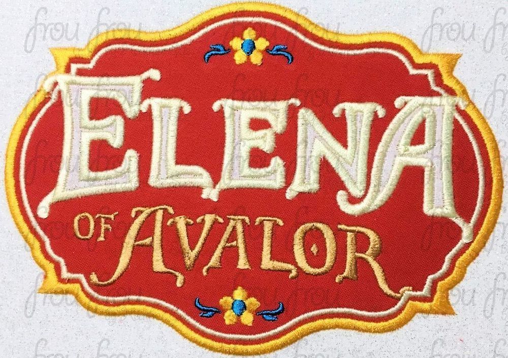 Elaina Of Ava Logo Wording Machine Applique Embroidery Design, Multiple sizes including 4"-16"