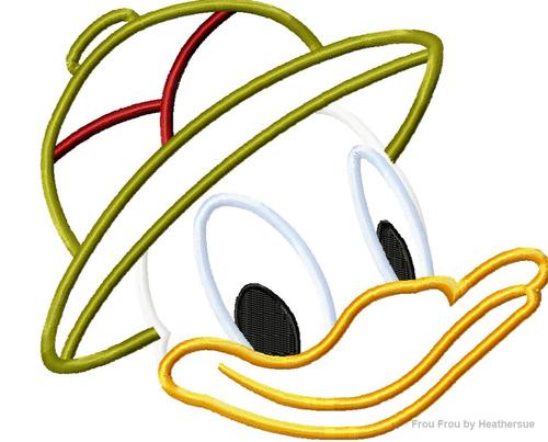 Don Duck Safari Face Machine Applique Embroidery Design, Multiple Sizes- including 4 INCH