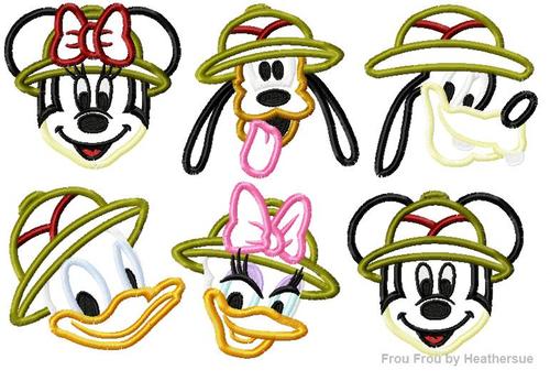Safari Face SIX design SET Machine Applique Embroidery Design, Multiple Sizes- including 4 INCH